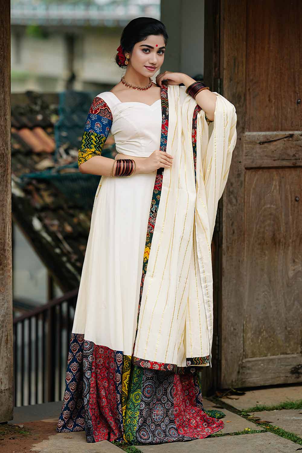 Ajrakh Patch Skirt & Top