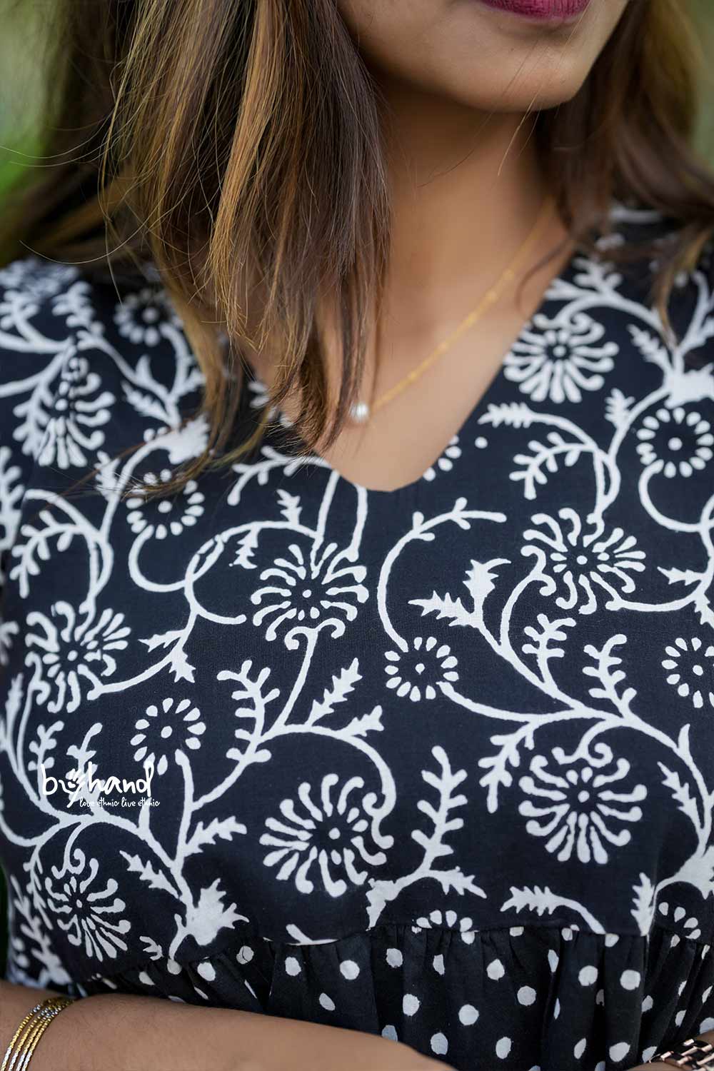 Black Tiered Dress With Floral Print