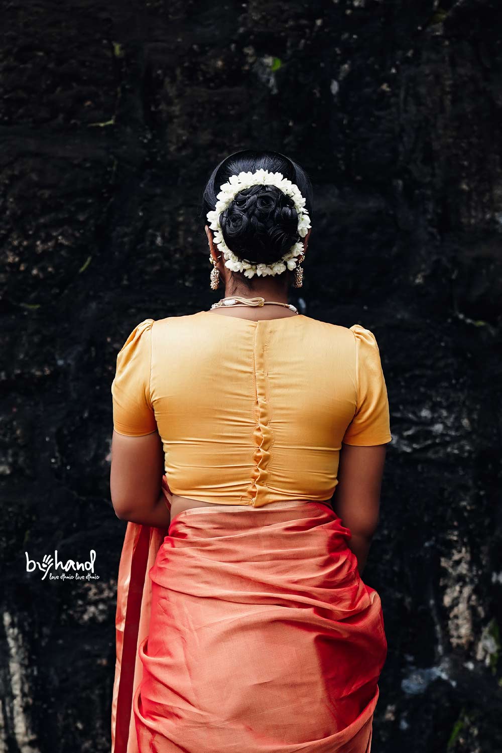 Orangnish Yellow Maheswari Blouse