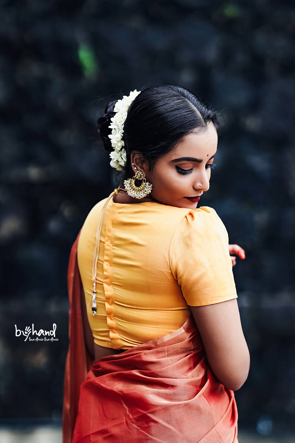 Orangnish Yellow Maheswari Blouse