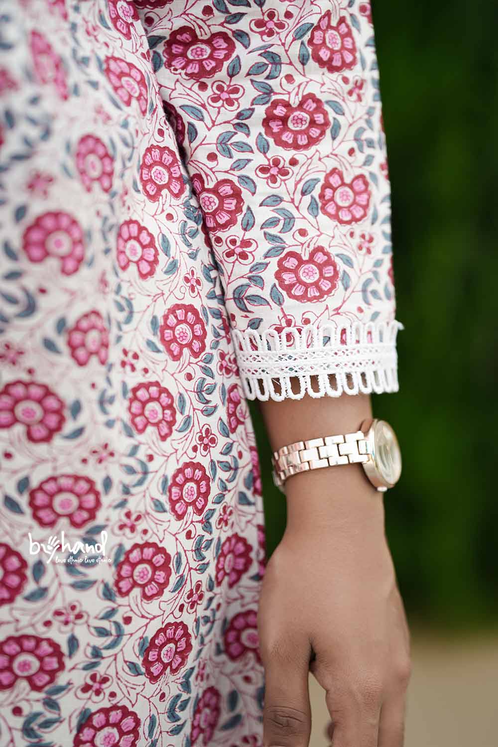 White Saganeri A Line Kurthi