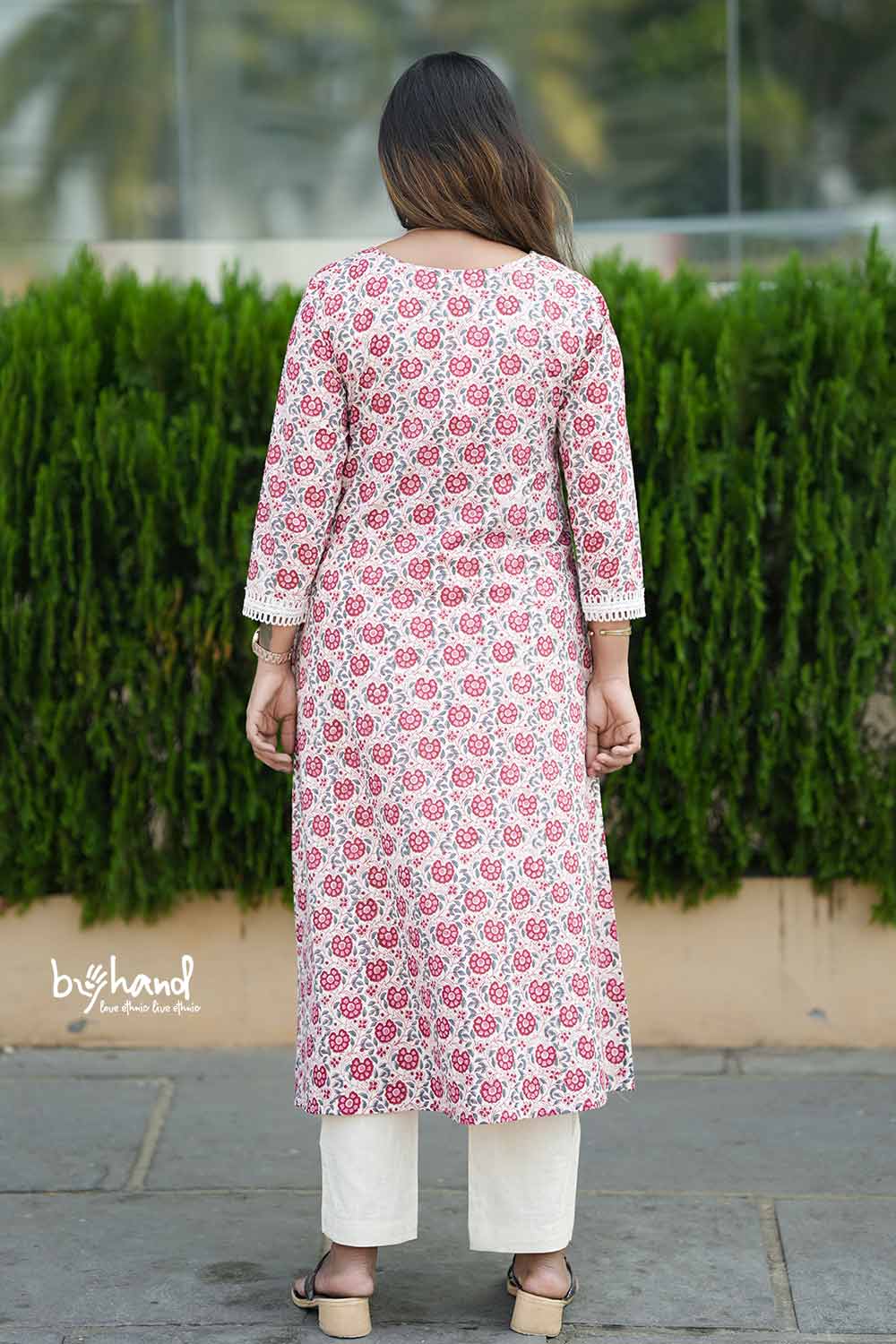 White Saganeri A Line Kurthi