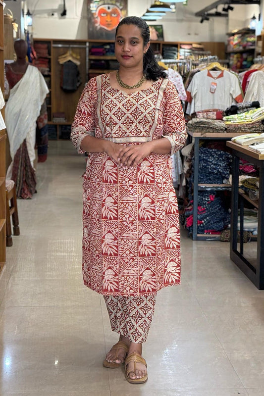 Brick Red Geometrical Printed Co-ord Set