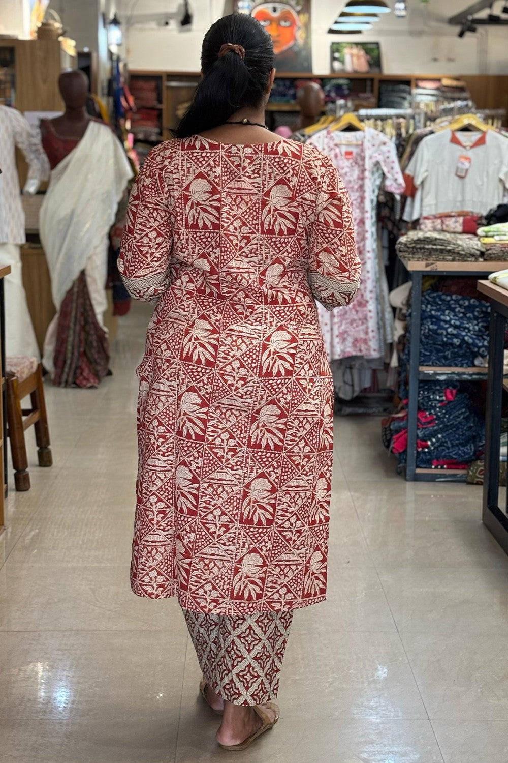 Brick Red Geometrical Printed Co-ord Set