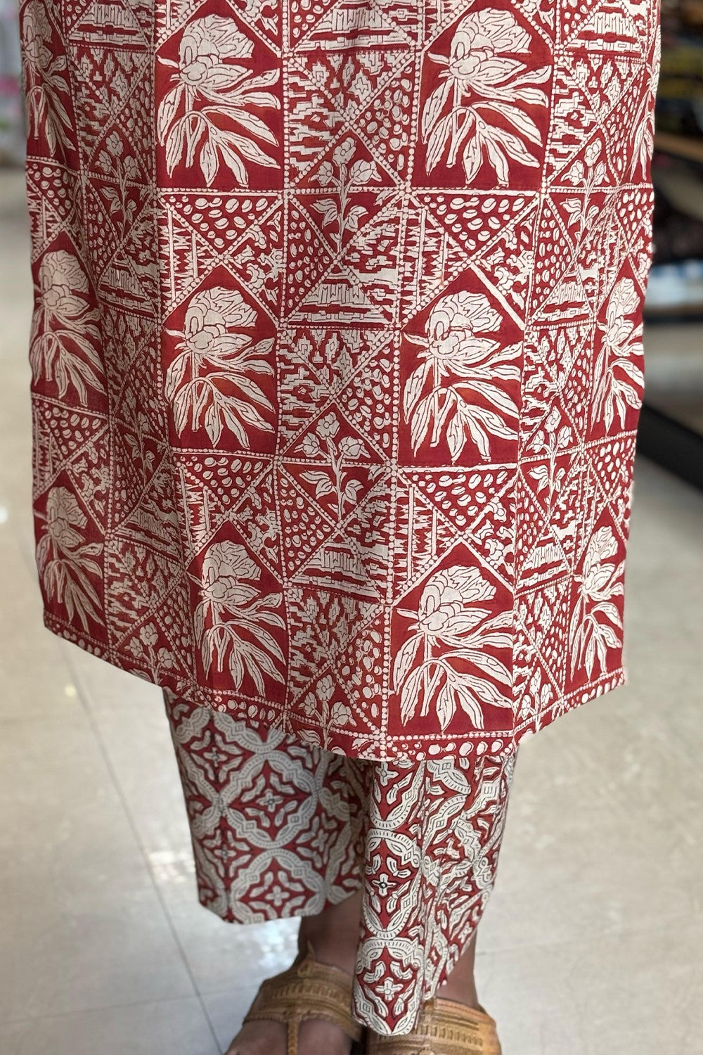 Brick Red Geometrical Printed Co-ord Set