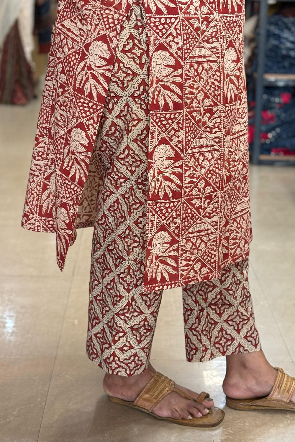 Brick Red Geometrical Printed Co-ord Set
