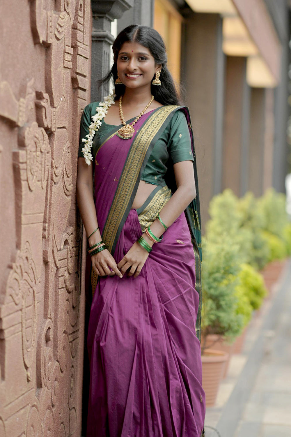 Purple Gadwal Cotton Saree