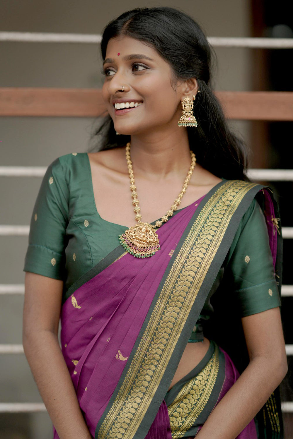 Purple Gadwal Cotton Saree