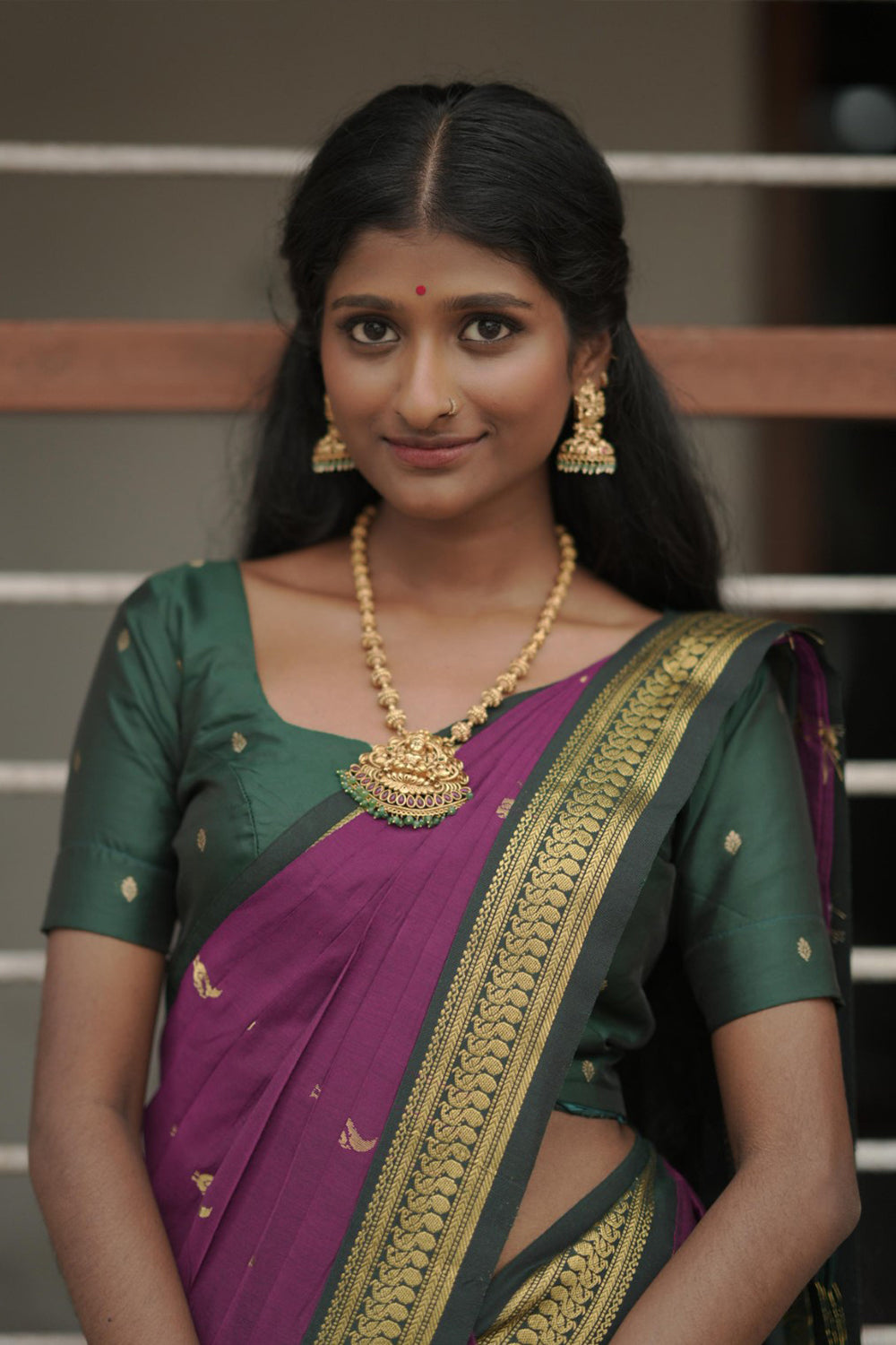 Purple Gadwal Cotton Saree