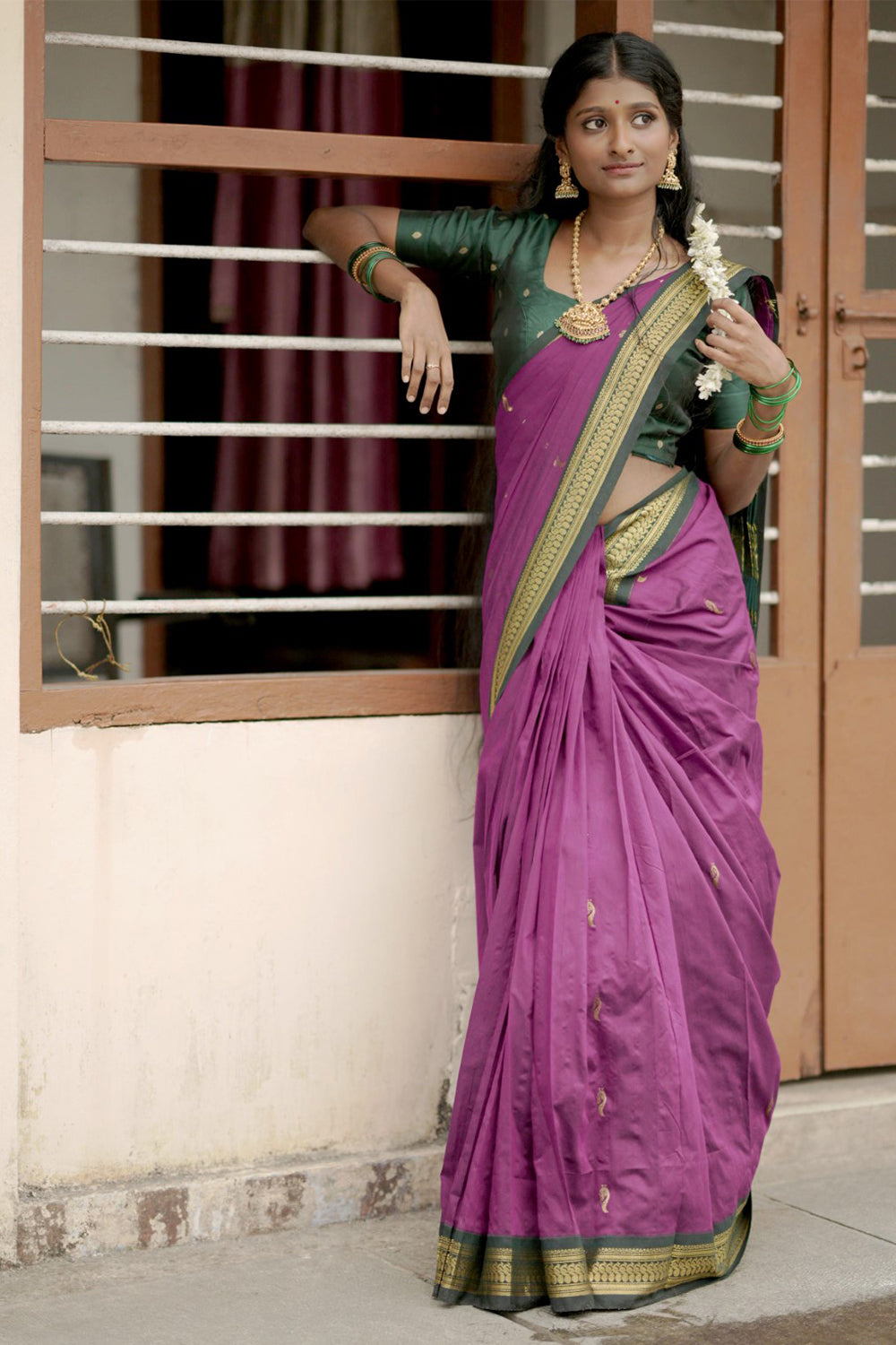 Purple Gadwal Cotton Saree