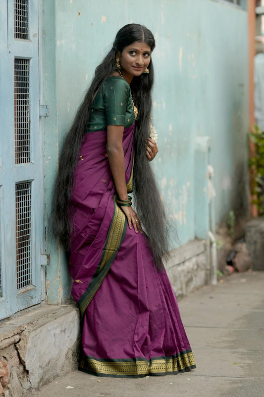 Purple Gadwal Cotton Saree