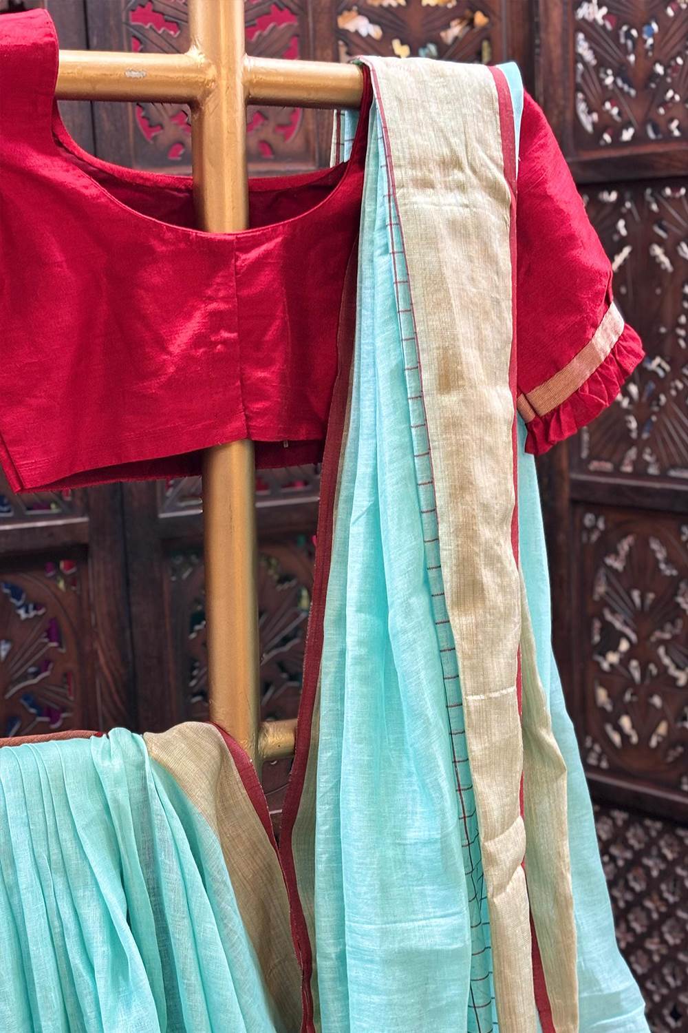 Linen Checks Border Saree