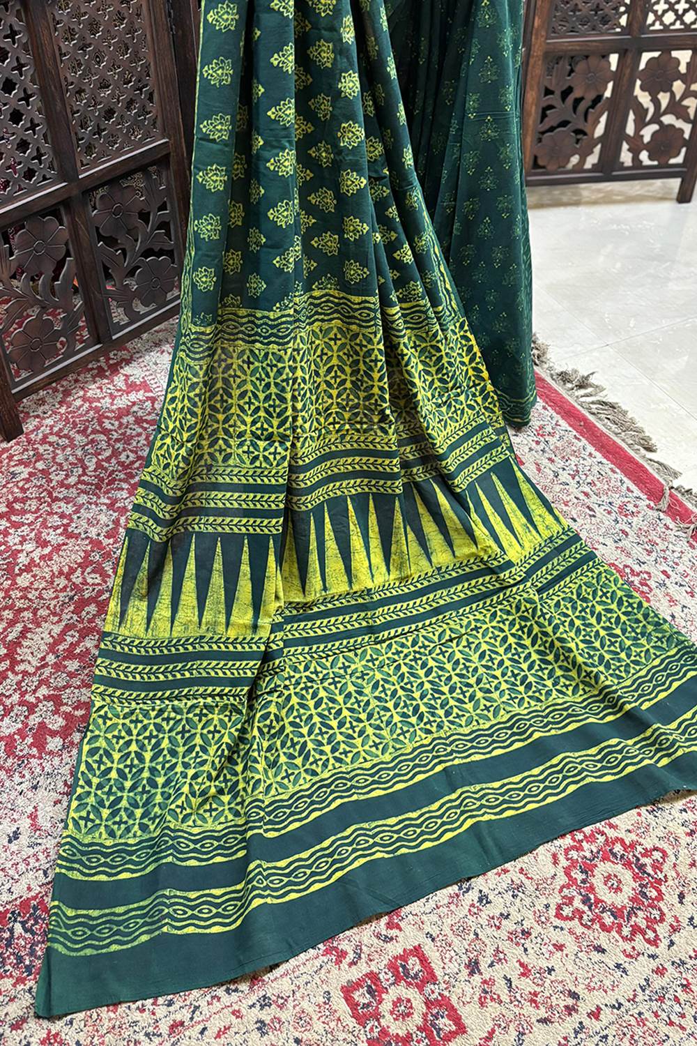 Green Mulcotton Saree