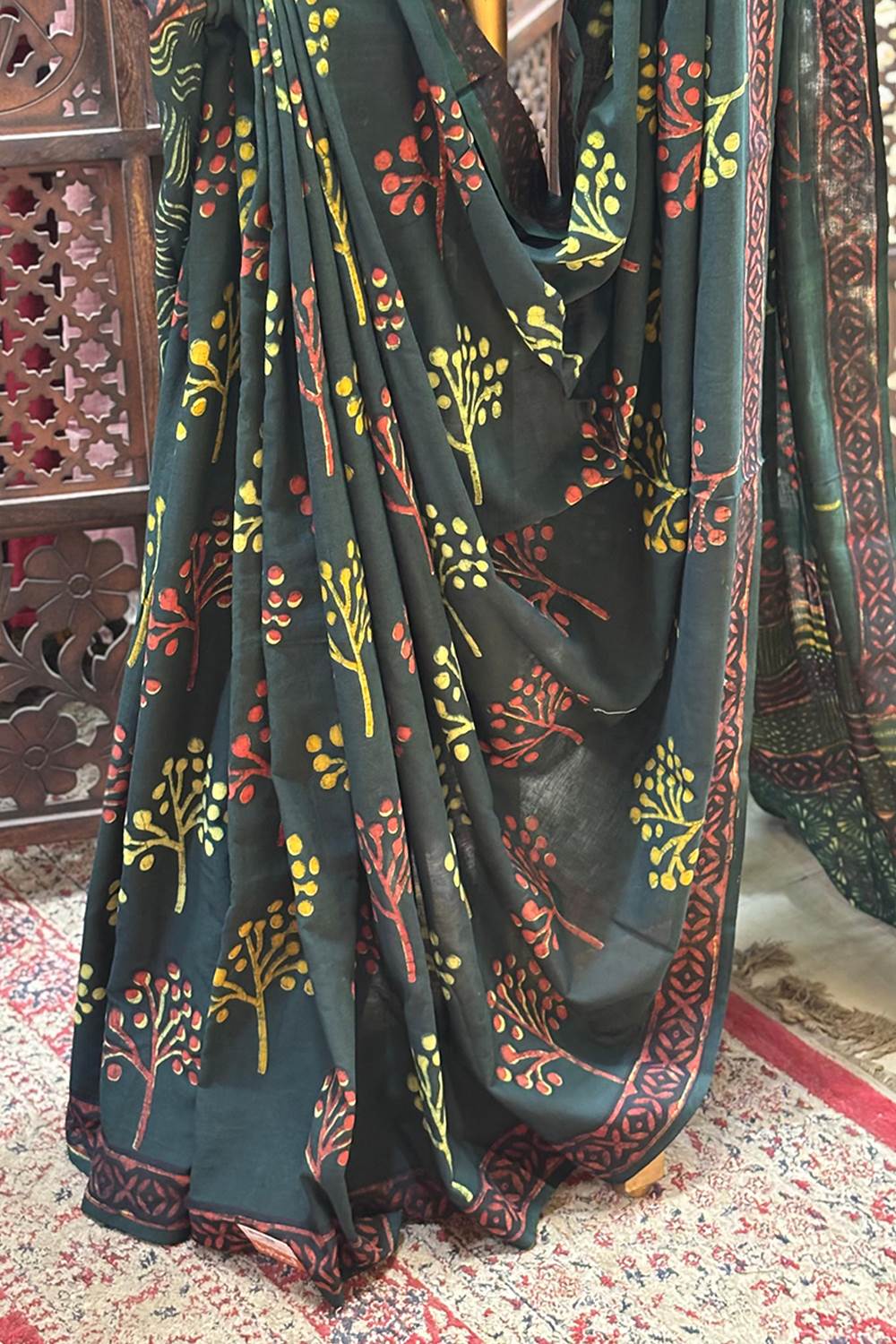 Green Mulcotton Saree