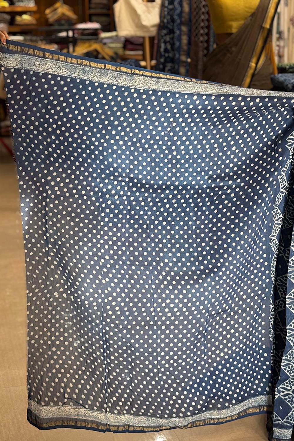 Indigo Chanderi Silk Saree