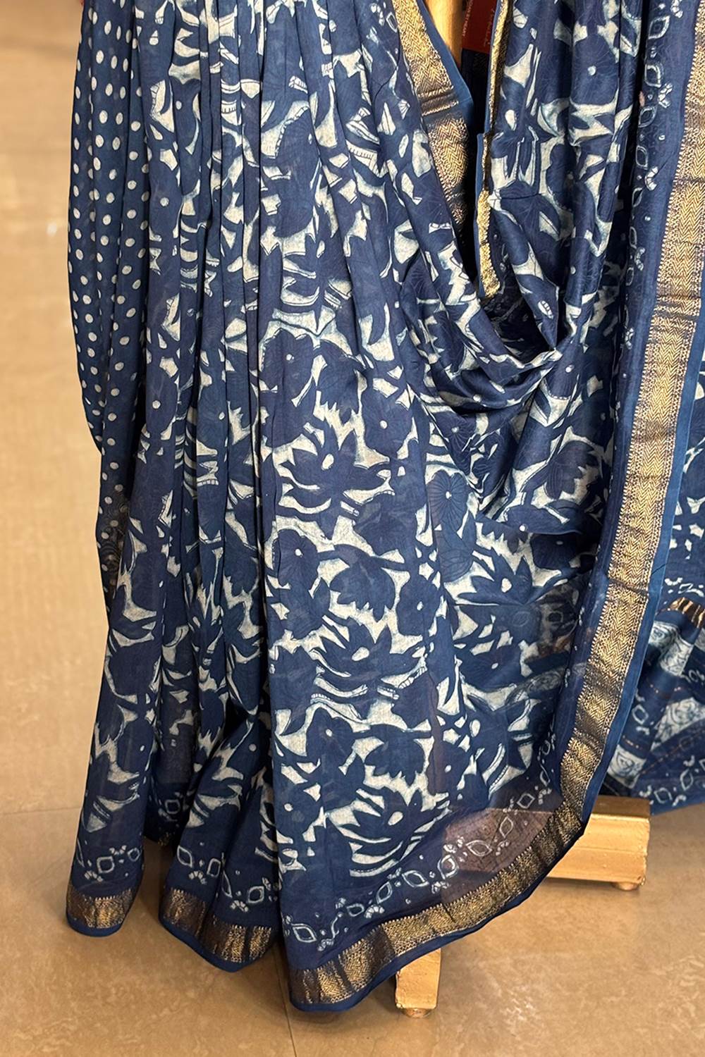 Indigo Maheswari Silk Saree