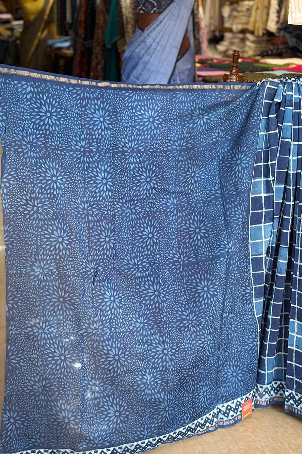 Indigo Chanderi Saree