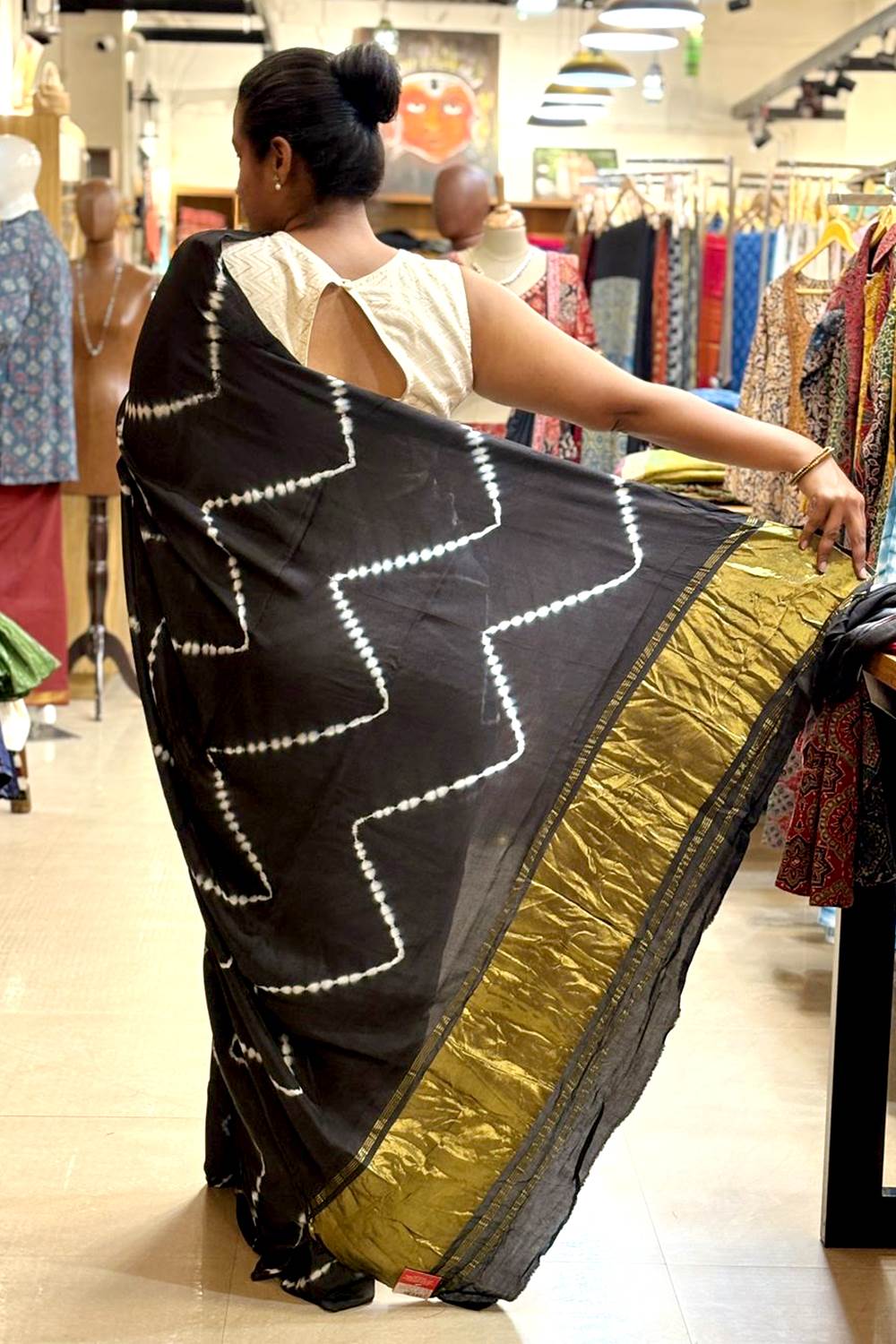 Modal Silk Tie Dye Black Saree