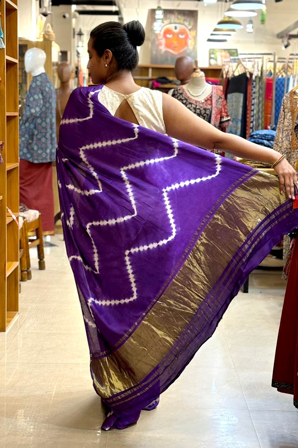 Modal Silk Tie Dye Violet Saree
