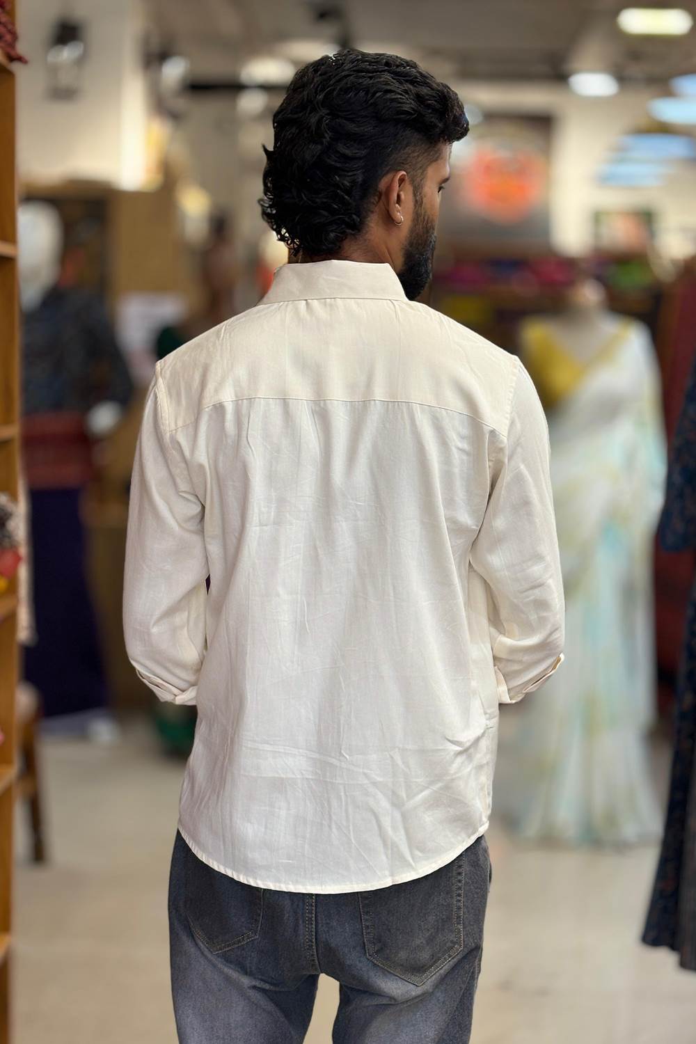 Offwhite Chethi Hand Block Print Shirt