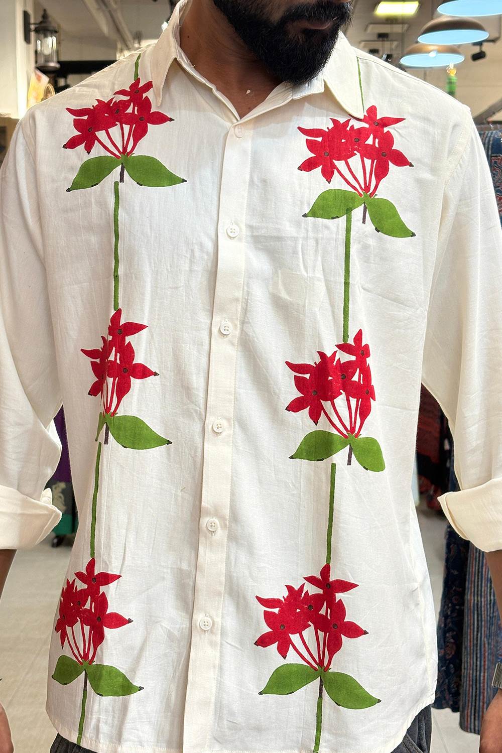 Offwhite Chethi Hand Block Print Shirt