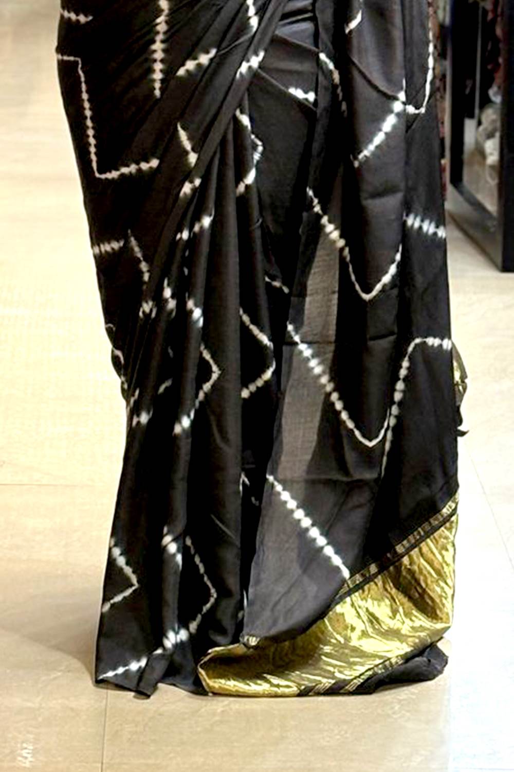 Modal Silk Tie Dye Black Saree