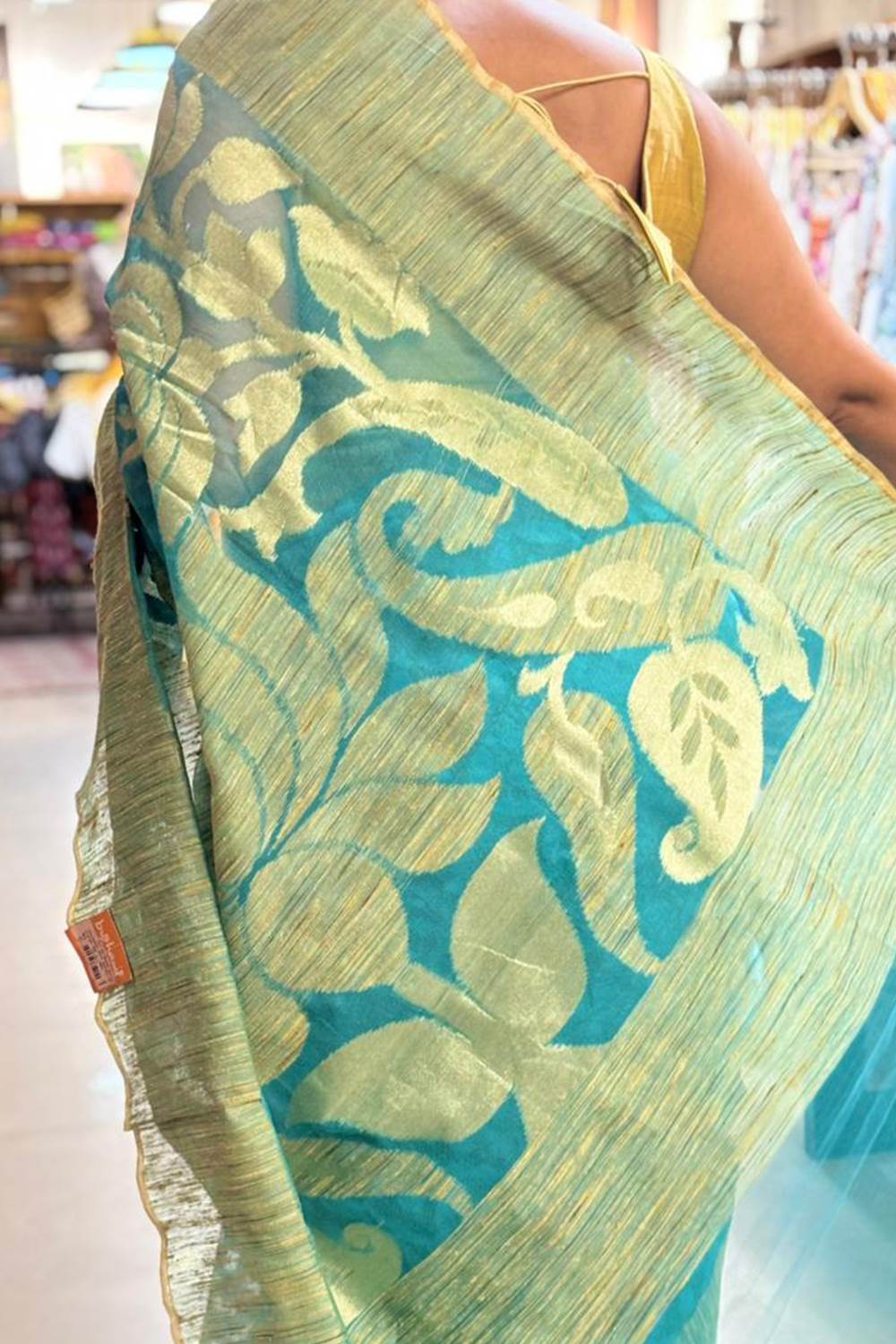 Blue Gicha Jamdani Saree
