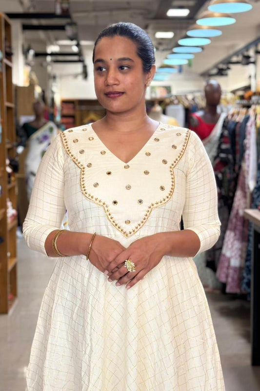 Offwhite Check Umbrella Dress