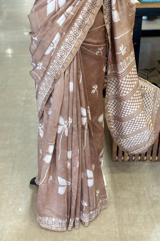 Lightbrown Chanderi Saree