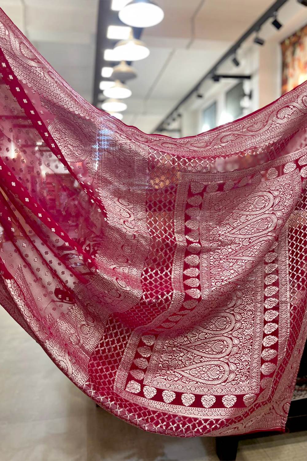 Red Base Banarasi Silk Saree