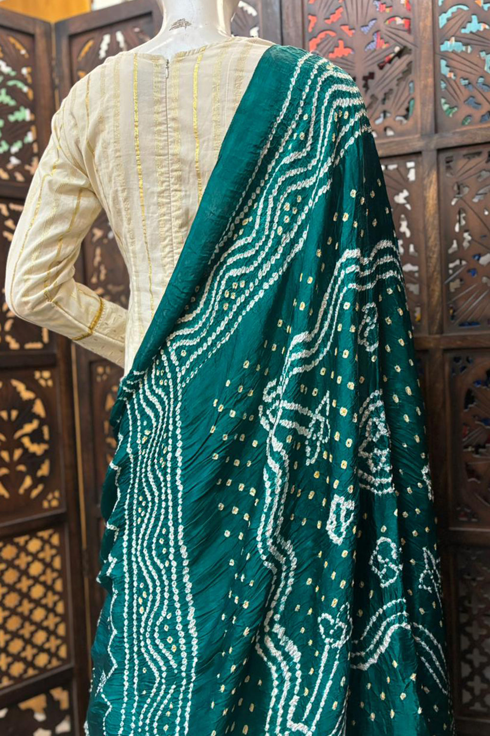 Ocean Green Base Bandini Modal Silk Dupatta