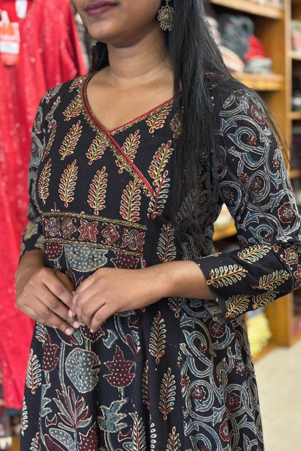 Black Ajrakh 5 Panel Anarkali