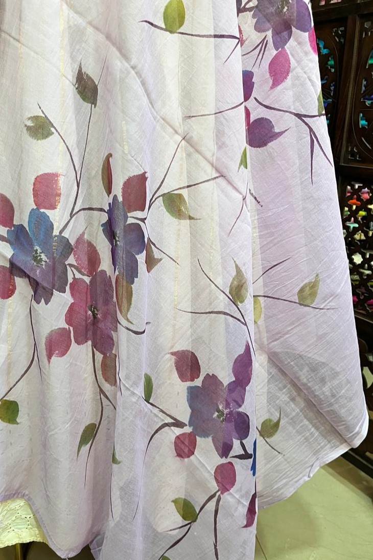 Lavender Mul Chanderi Dupatta