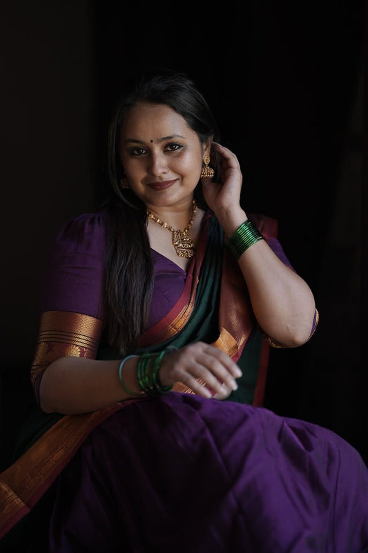 Narayanpet Purple Plain Dhwani Set