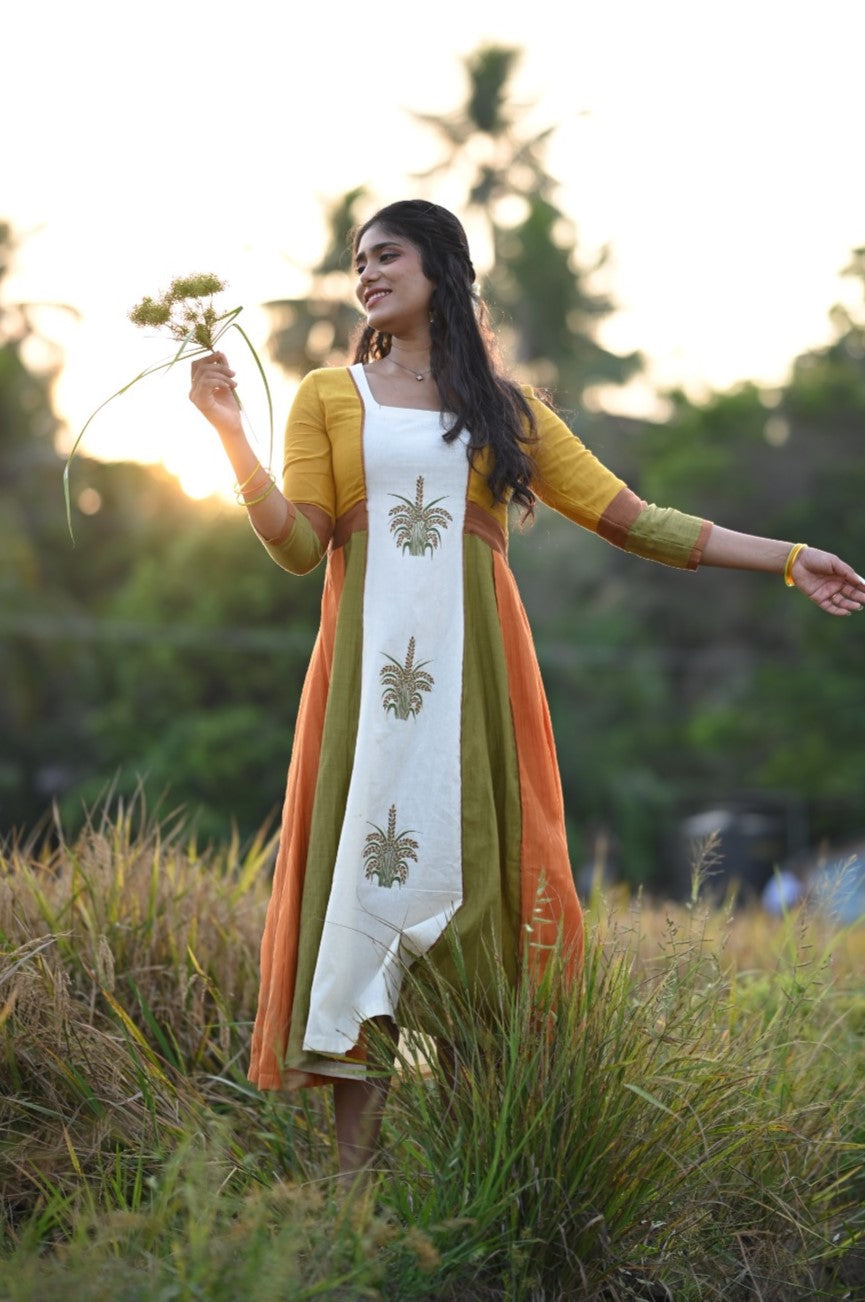 Nelkathir Handpainted Multicolour Anarkali