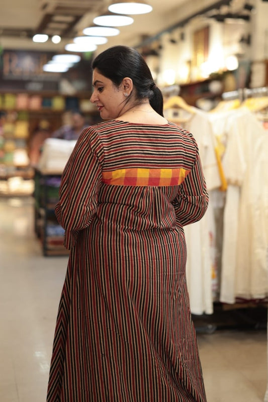 Black & Brown Striped Loosefit Dress