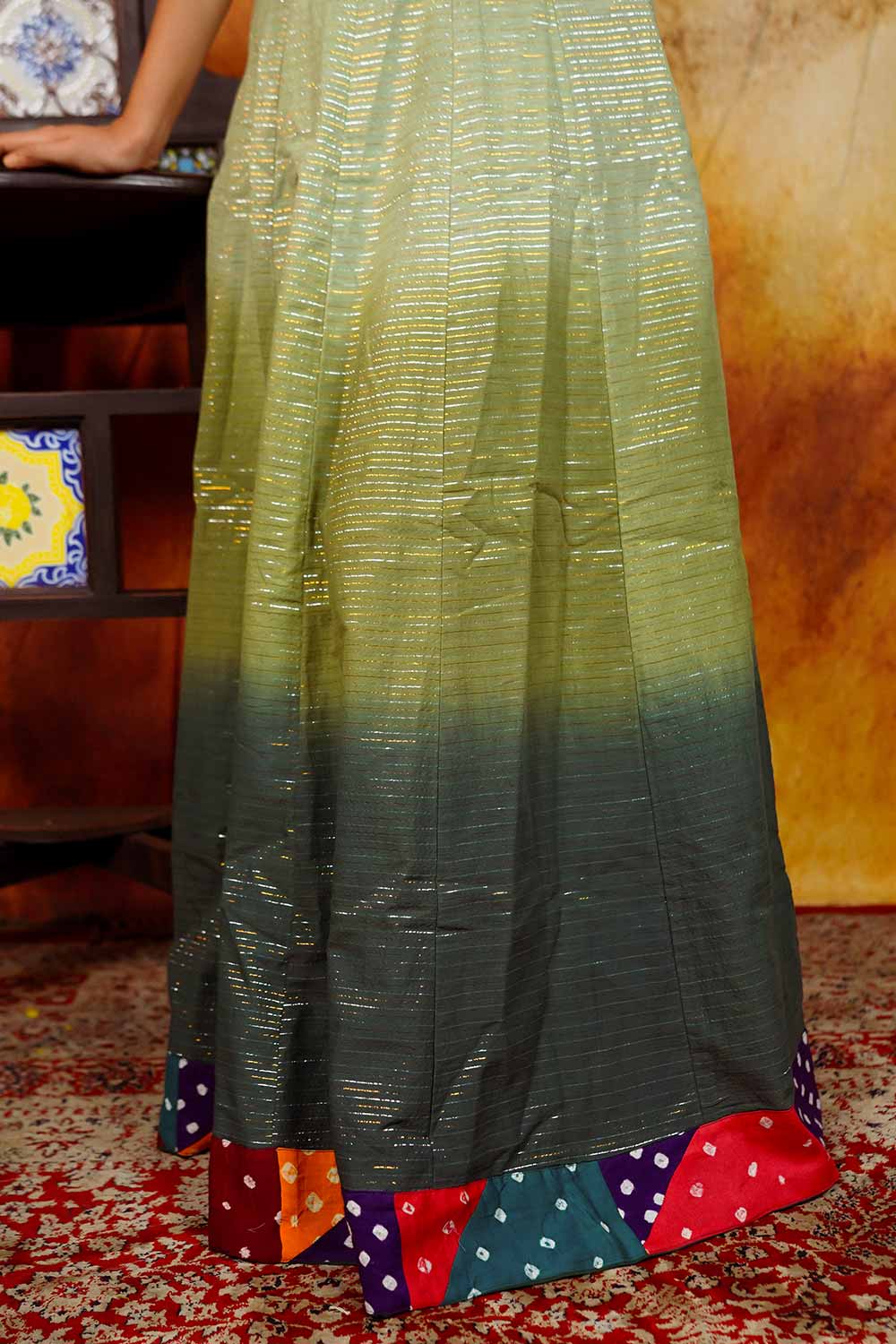 Jade Ombre Embellished Skirt Set