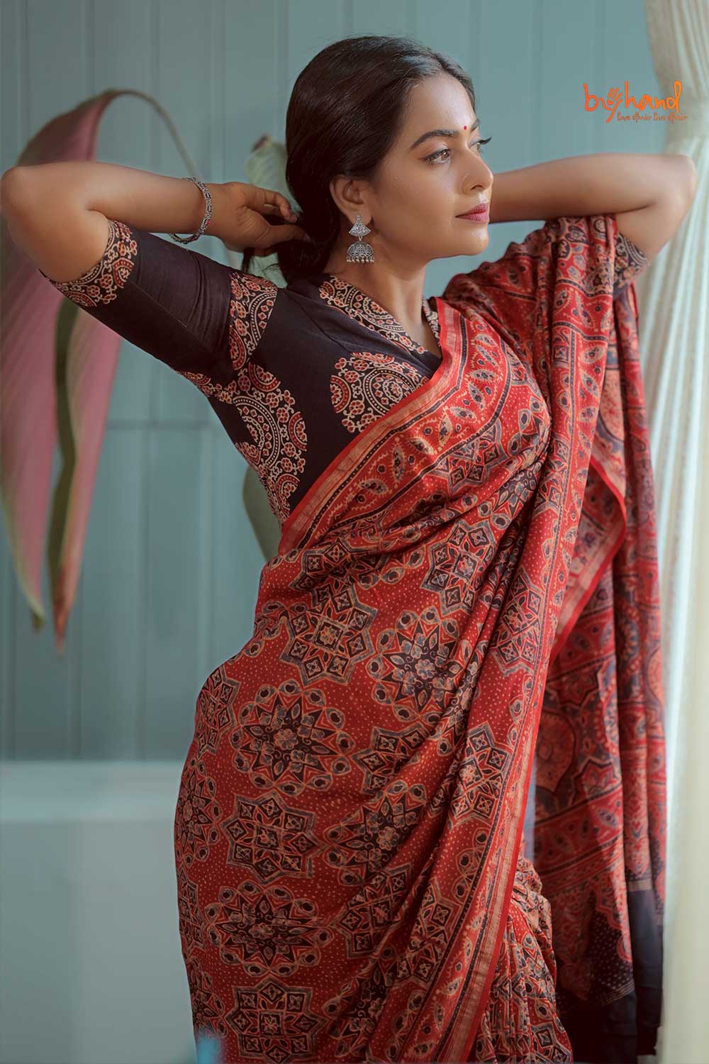 Black Base Ajrakh Print Blouse