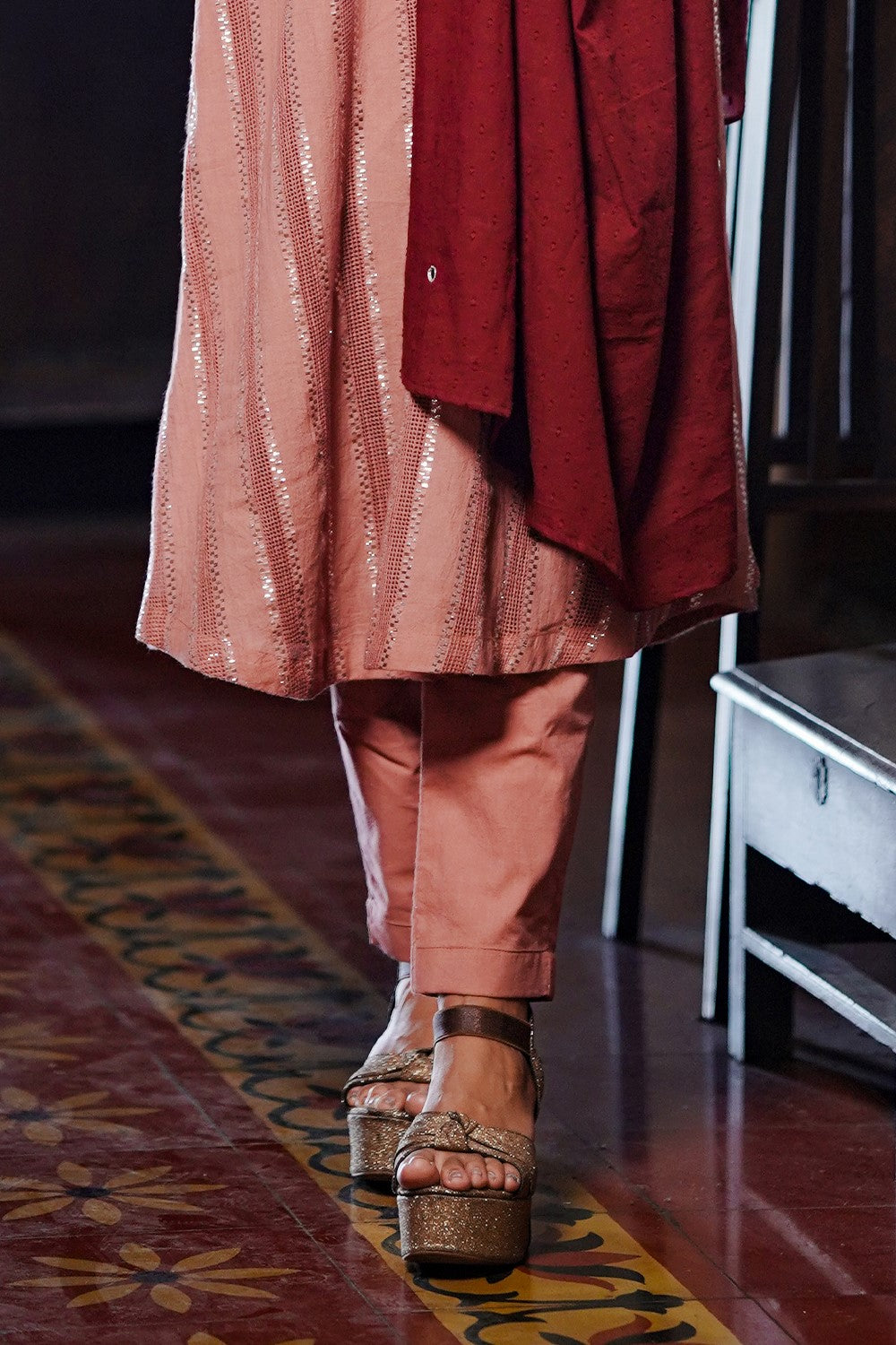 Onion Peel Pink Straight Cut Pants