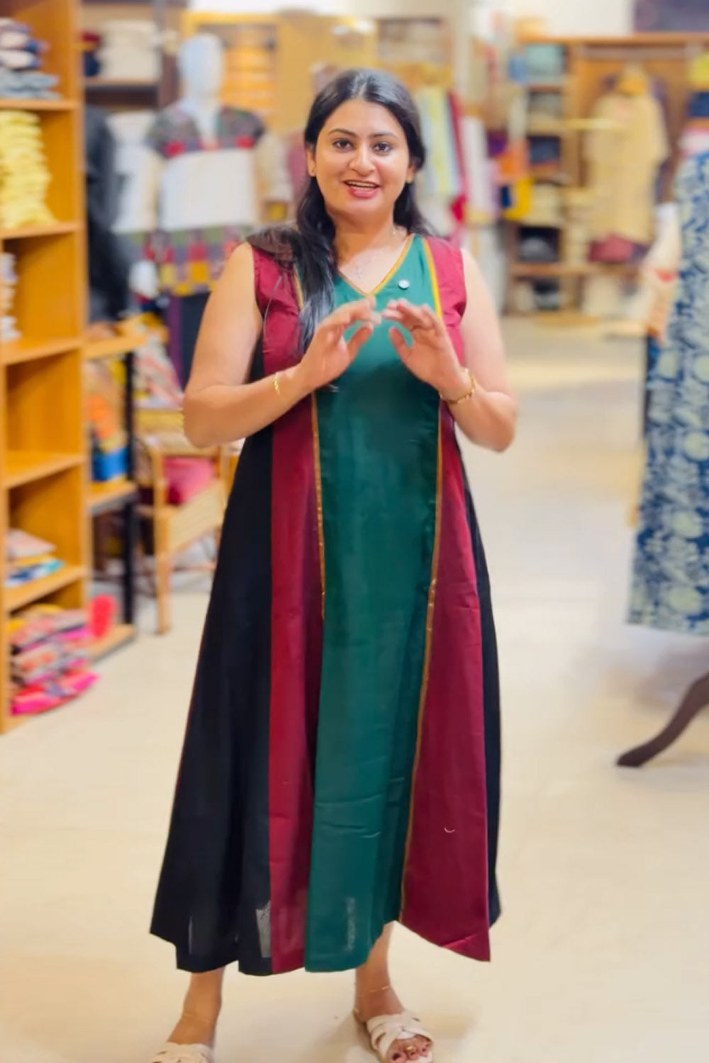 Green & Maroon A Line Anarkali
