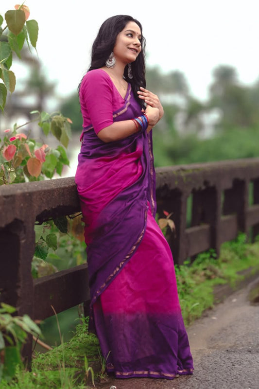 Dyed Purple & Dark Purple Saree