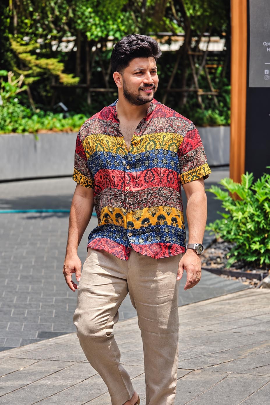 Ajrakh Printed Modal Patch Shirt