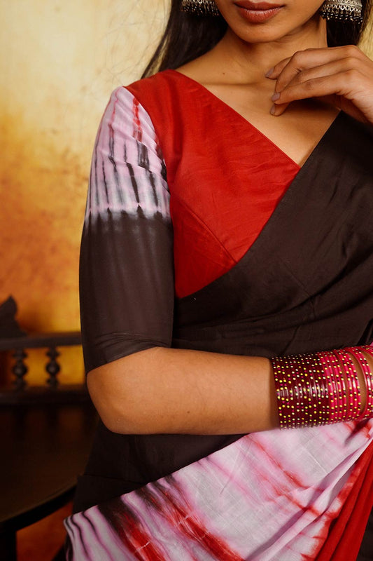 Black & Red Shibori Blouse