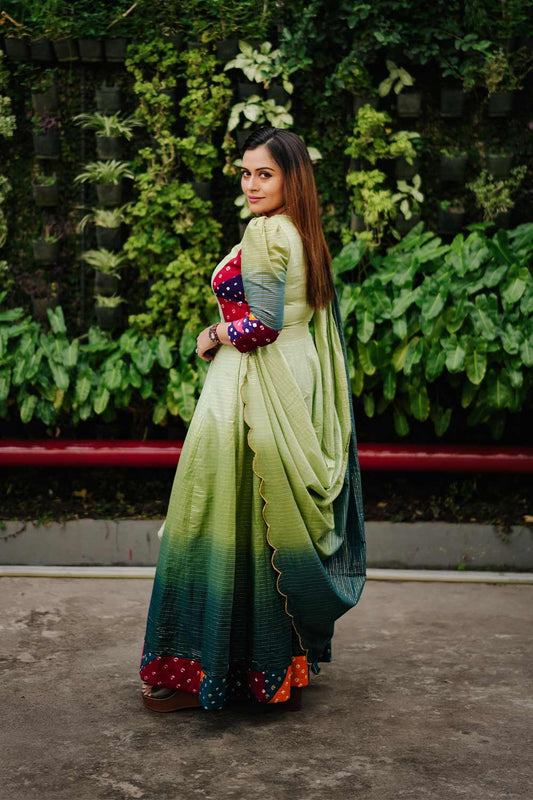 Jade Ombre Embellished Skirt Set