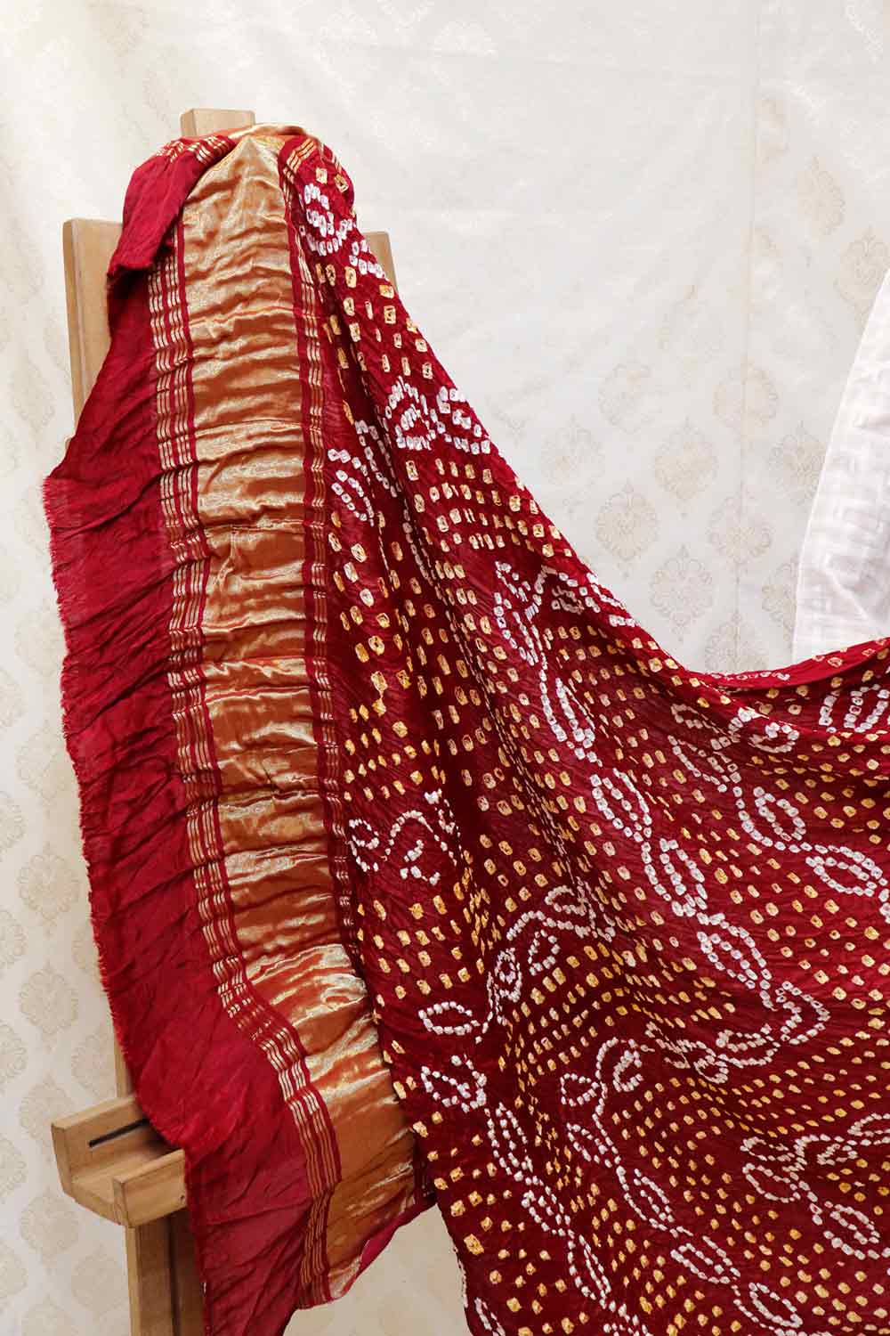 Modal Silk Shaded Bandhini Maroon Dupatta