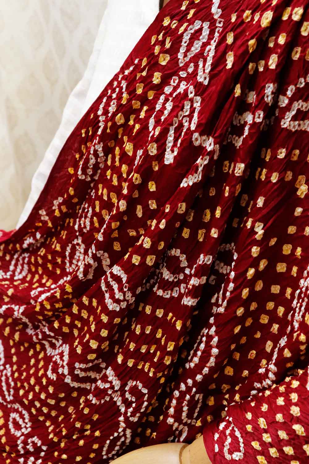 Modal Silk Shaded Bandhini Maroon Dupatta