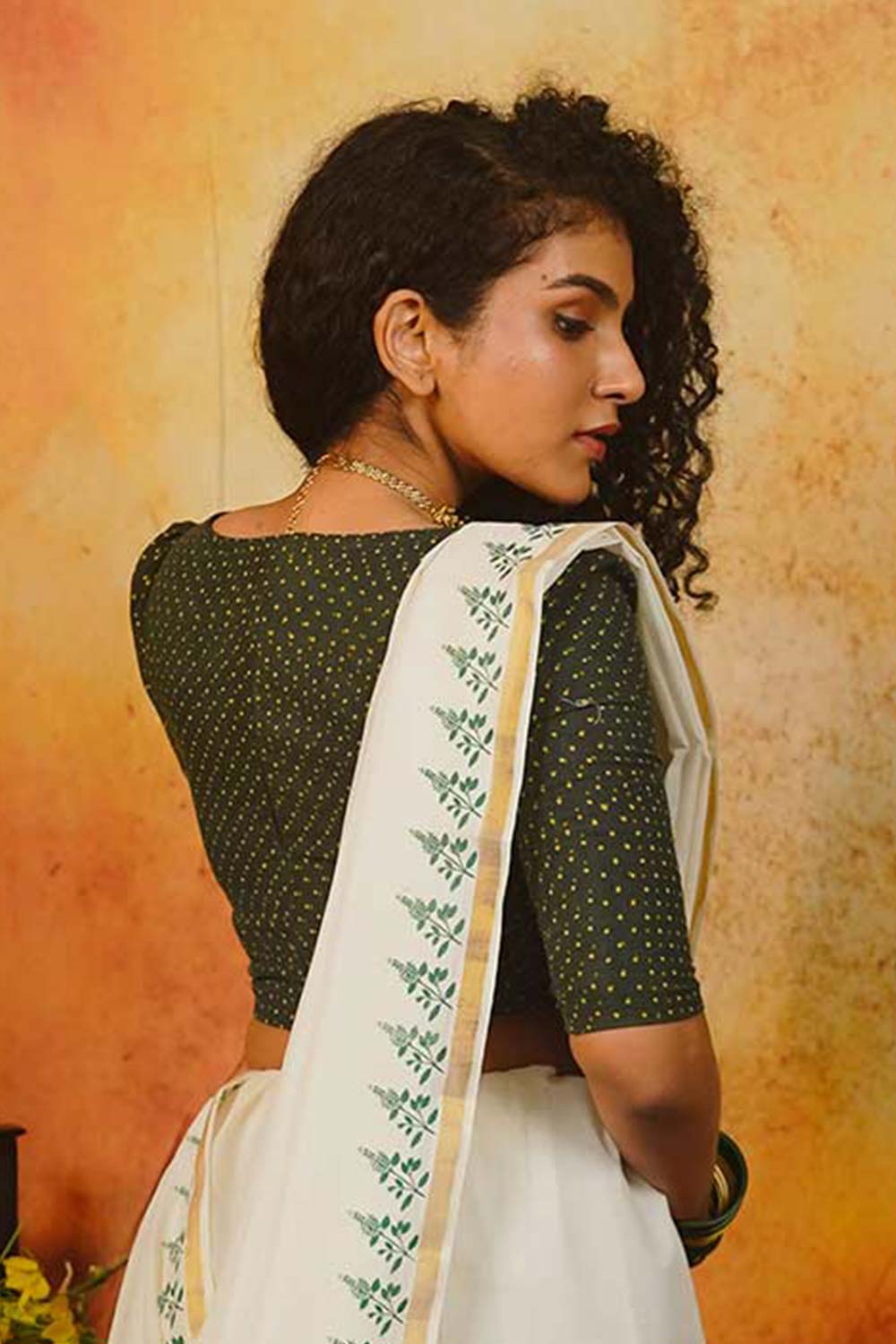 Green Ajrakh Dots Blouse