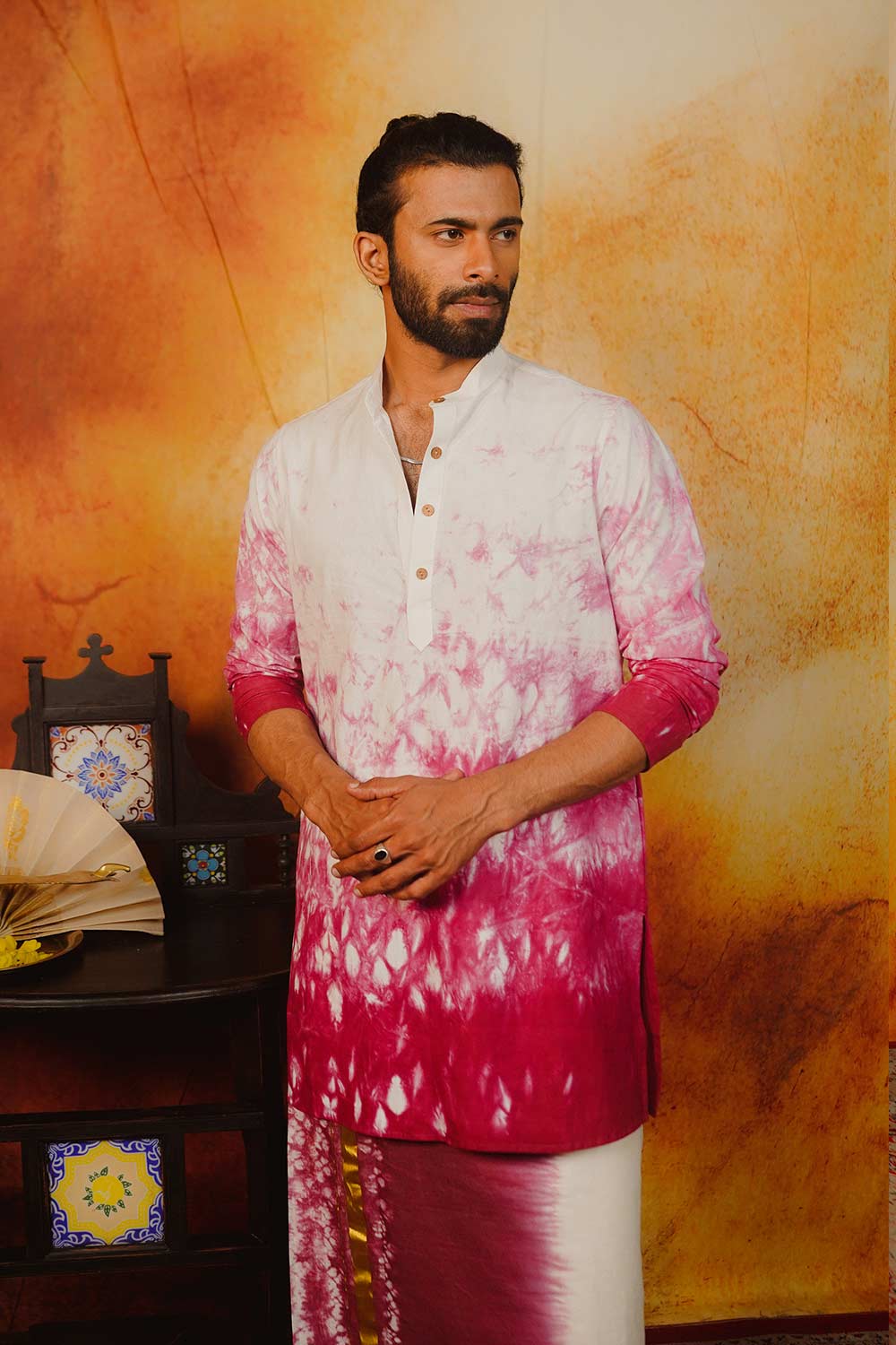 Shibori Pink Long Kurta