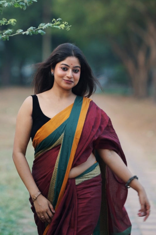 Narayanpethu Maroon saree