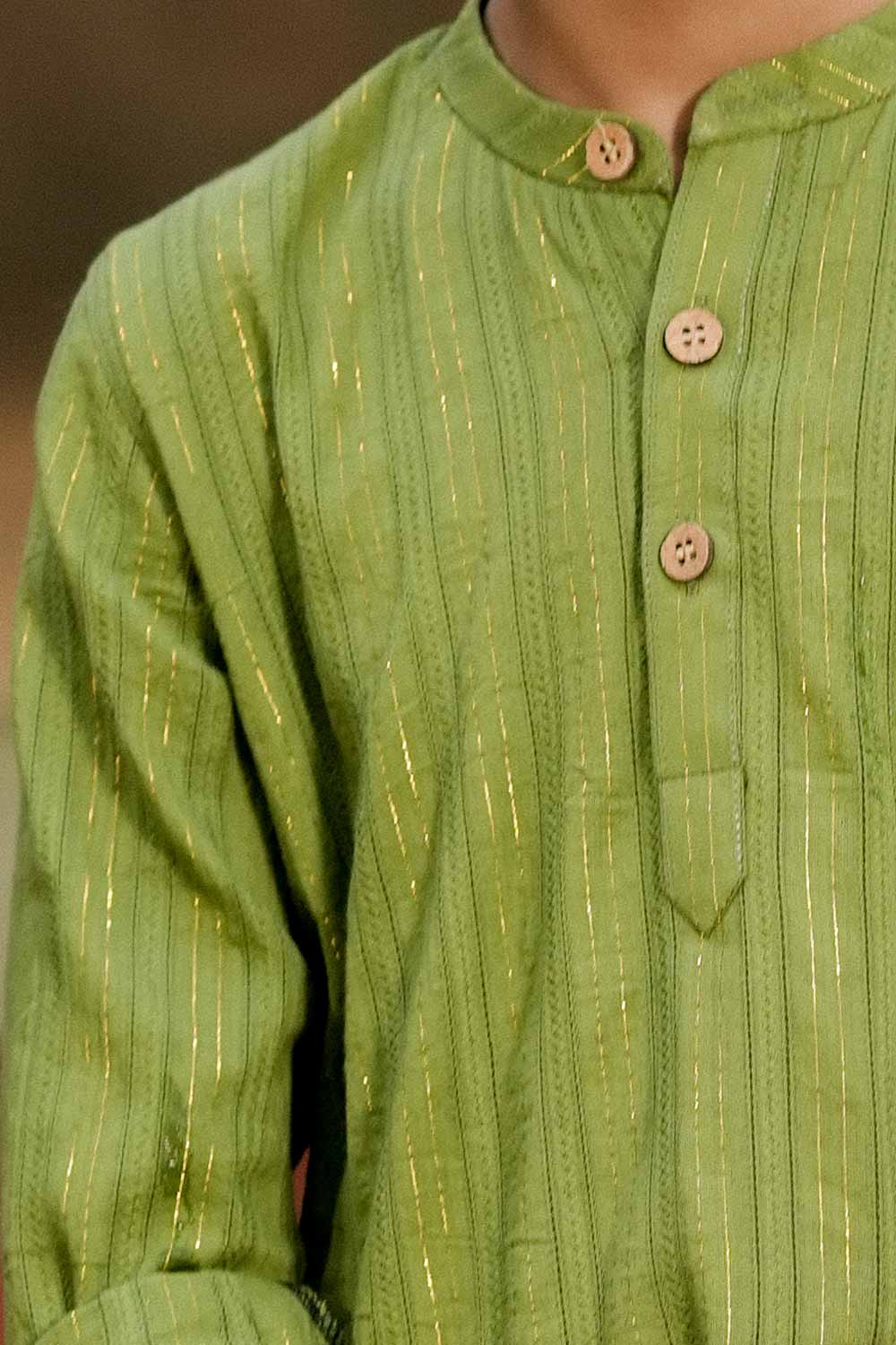 Green Lurex Full Sleeve Long Kurta
